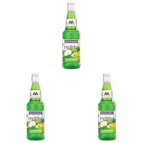 Image of Manama Green Apple Mojito Flavoured Syrup Mixer for Mocktails and Cocktails, 500ML (Pack of 3)