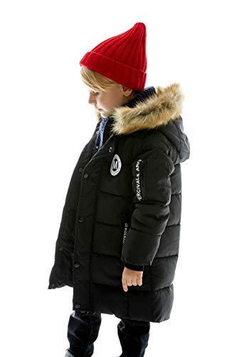 Algodón Abrigo para Niños, Parka Niño Invierno Calentito Chaqueta Plumas Manga Larga Engrosamiento Chaquetas con Capucha de Falso Piel Acolchado Abrigo Ropa para Niños Cortavientos