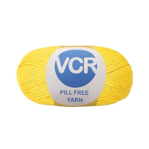 Image of VCR Yellow Yarn, Pill-Free Soft Knitting Yarn, 100 Grams Hank, 263 Meters Length, Low-Pill Acrylic Yarn, Soft Crosia Threads, Pack of 1, Suitable for Beanies, Caps and Gloves