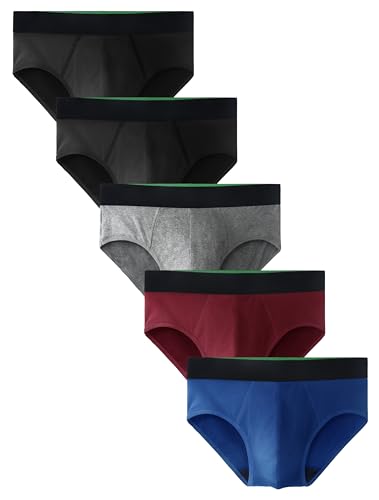 TIICHOO Washable Incontinence Underwear for Men LeakProof Underwear Briefs 5 Pack (Large, 2...