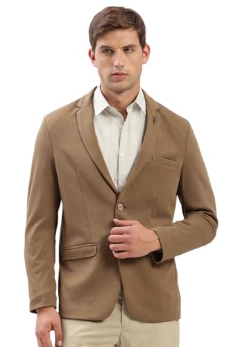 Image of SHOWOFFFF Men Solid Single Breasted Casual Blazer | Notched Lapel Full Sleeves Cotton Blazer for Mens | Slim Fit Regular Length Blazer for Men's