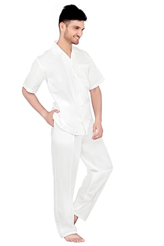 Image of Men's Cotton Plain /Solid Top and Pyjama Set Pack of 1