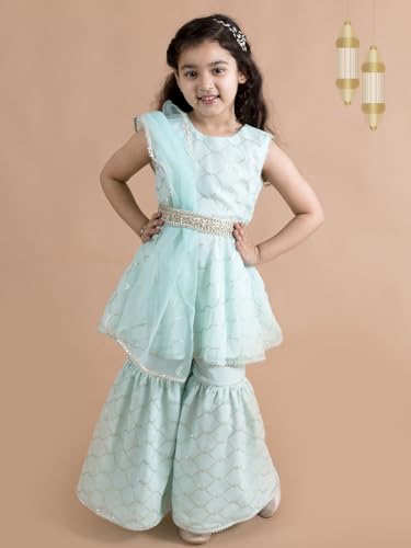 Image of Pspeaches Girl's Polyester Regular Kurta & Sharara