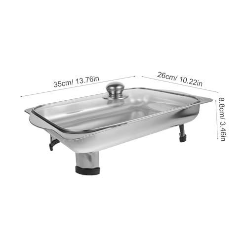 MAGICLULU 1 Satz Buffetofen Für Gastronomie Heiße Platte Speisenwärmer Scheuernde Gerichte Herd Buffetwärmer Tablett Selbst Grillrost Aus Edelstahl Hotelofen Silver Rostfreier Stahl – Bild 3