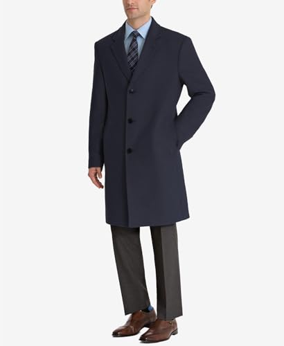 Lauren Ralph Lauren Mens Classic fit Overcoat Coat 38 R Navy Blue Solid3
