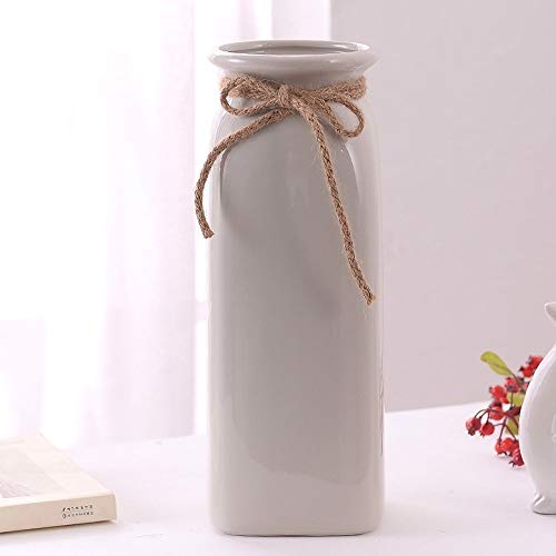 ZHKY Nordic Keramik Vase Pflanzen Hydroponik Tabelle Blumen Vase Einfache Elemente Hauptdekoration Garten Ornament Blumenschmuck-Behälter mit dem Hanf-Seil-Dekoration (Größe : 30.5 * 11 * 9cm) Cover