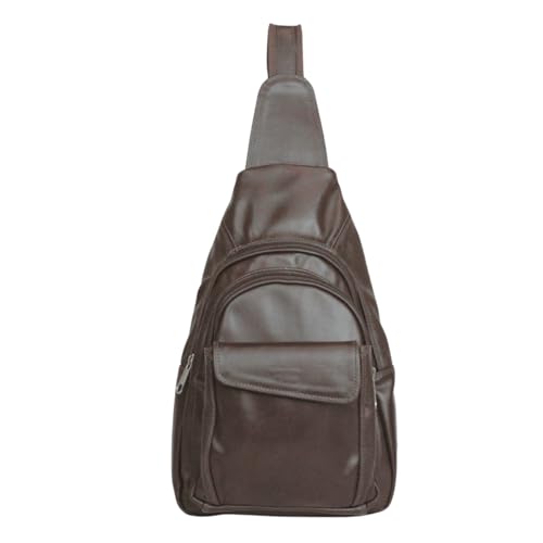 Bolsa de couro transversal masculina 100% legítimo elegante casual 013 preta e marrom dia a dia para trabalho (Marrom)