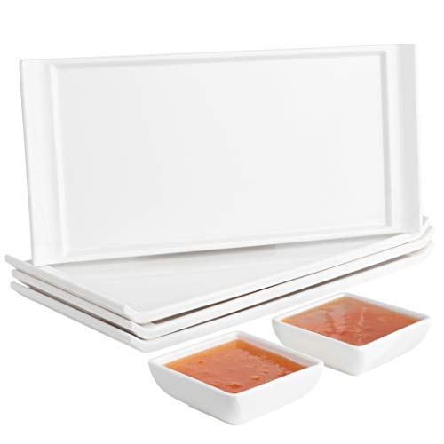 Melamine Rectangular Plates. LUCKYGO 9.6” Rectangular Dessert/Salad