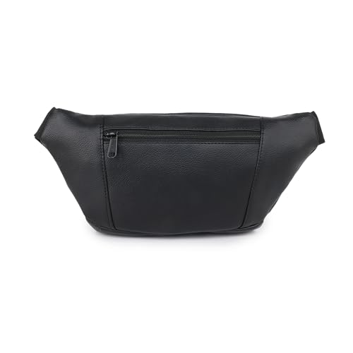 Image of Waist Bag for Man Woman - Anti Theft, Waterproof Zippers and Back Pocket - Large Travel Waist Pouch, Fanny Pack, Belt & Hip Bag for Men, Women for Hiking, Passport, Gym (Black) (Jet Black)