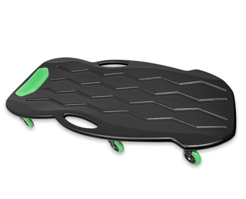 VONLX 41\" Plastic Rolling Garage Creeper with Padded Headrest with 6 Noiseless Casters, Creeper & Recovery Traction Board, Two-in-One Design, Blow Molded Plastic Rolling Shop Creeper Lightweight