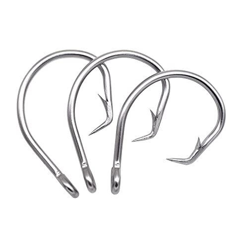 Image of Giant Fishing Hook 6 /0-28 /0 Forged in-line Circle Hooks Shark & Swordfish &Tuna Hook Stainless Steel Big Game Hook Saltwater (Size 28 /0-Pack of 2)