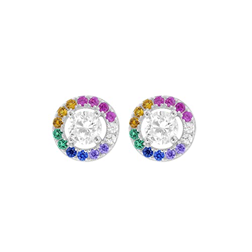 Collar de plata con acabado de rodio de alta joyería y juego de discos multicolor
