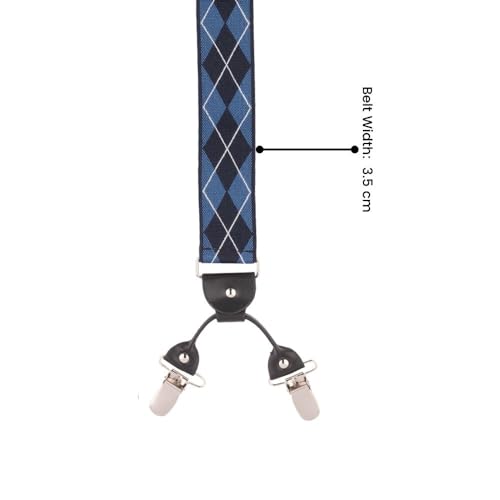 Image of The Tie Hub Suspenders for Men Elastic Adjustable Y Back Braces with Strong Metal Clips for Wedding Formal Office Wear