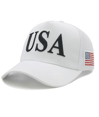 LIRUHOXA USA Trucker Hats for Men & Women Embroidered American Flag Hat