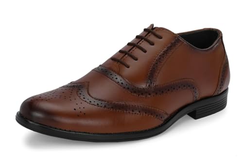Image of MACTREE Men's Genuine Leather Brogue Lace Up Formal Shoes