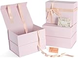 NOVELTYBOXUSA 9x7x4 in Pink Gift Boxes With Ribbon, 5 Pack Folding Gift Box With Magnetic Closure Lid, Sturdy Box for Birthday Party Bridesmaid Presents