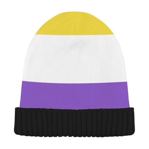 Non-Binary Pride Flag Nb Nonbinary Pride LGBT Strickmützen für Damen, winddicht, für Spaziergänge auf Schneeschuhen