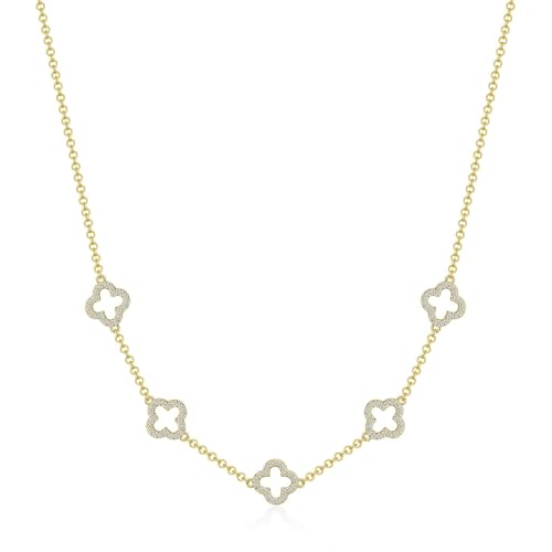 Image of Philip Jones 18k Gold Plated Multi Clover Necklace Created with Zircondia® Crystals