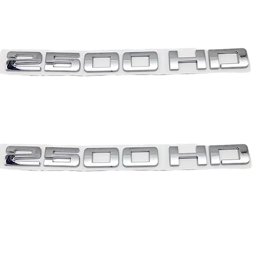 Image of 2pcs 2500HD 2500 HD Nameplates Emblems 3D Decal Badges Replacement for Both Side Doors or Tail Doors (Silver)