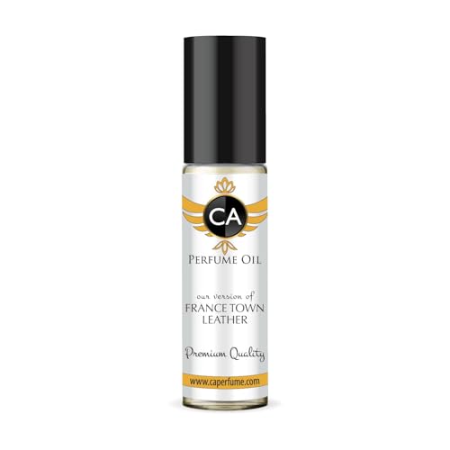 CA Perfume Impression of France Town Leather Unisex Fragrance Oil Leather Scent Long Lasting Perfumes for Women &amp; Men Travel Size TSA Ready Mini Parfum Body Oil Roll-on 0.33 Fl Oz 10ml