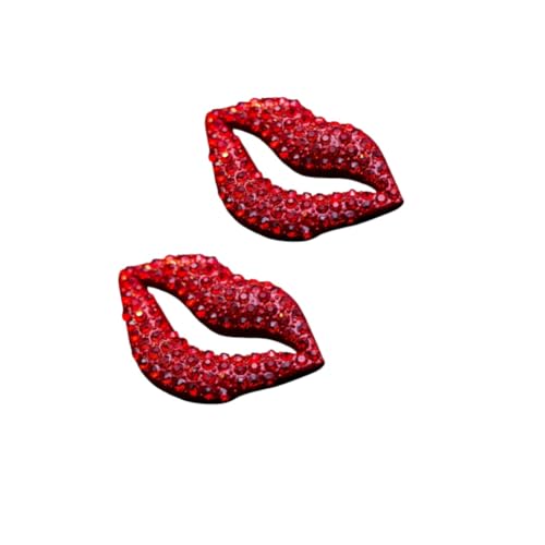 2 Pcs Classic Sexy Red Lips Kiss Mouth Rhinestone Crystal Christmas Removable Wedding Shoe Clips
