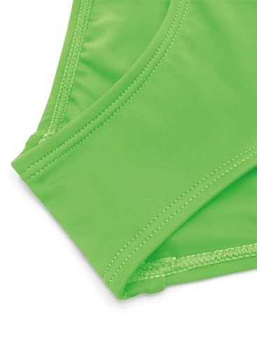 Image of SHEKINI Girls Solid Bathing Suits Kids One Piece Swimsuits U Neck Cute Swimwear