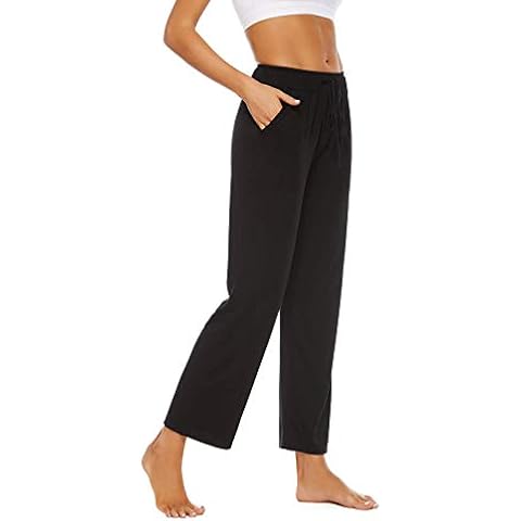 BATHRINS Women's Lounge Trousers, Ladies Straight Leg Trousers with Pockets Drawstring Sports Pants Casual Wear for Yoga Running Joggers Cover