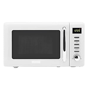 Haden Heritage Vintage 0.7 Cubic Foot 20 Liter 700 Watt Countertop Microwave Oven Kitchen with Turntable and 5 Power Levels, Ivory White
