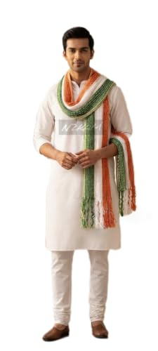 Image of Men /Boys Tiranga /Flag /Tricolor Dupatta /Stole With Tassels (Free Size)