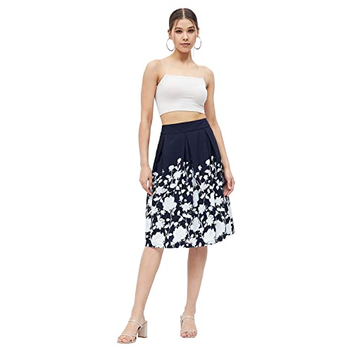 Image of Harpa Crepe Western Skirt Navy