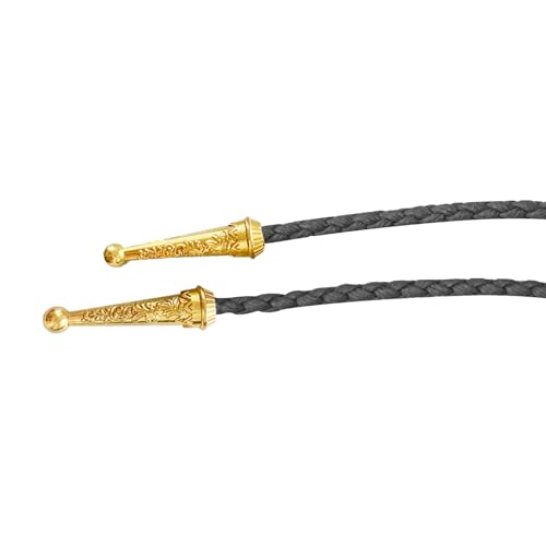 Image of Daisy Del Sol Gemstone Bolo Tie Braided Vegan Faux Leather Natural Stone Gold Handmade Necklace Adjustable Boho Western Jewelry