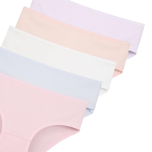 Donella Girls' Soft Cotton Underwear - Kids Bikini Brief Ribbed Panties for Girls and Toddlers 5-Pack2