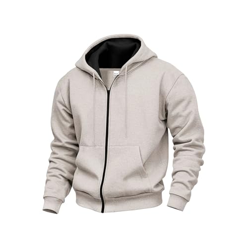 Hooded Casual Hoodies Fleece Warm Zipper Sweatshirts Male Solid Mens Outwear Loose Streetwear Coats