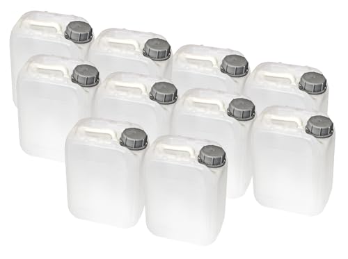 5L / 1.32 Gallon Black Jerrican | Tamper Evident Screw Cap | Food Grade Quality | BPA Free | Perfect Container to Ship Chemicals & Liquids | Easy Stacking HDPE Containers | Pack of 10