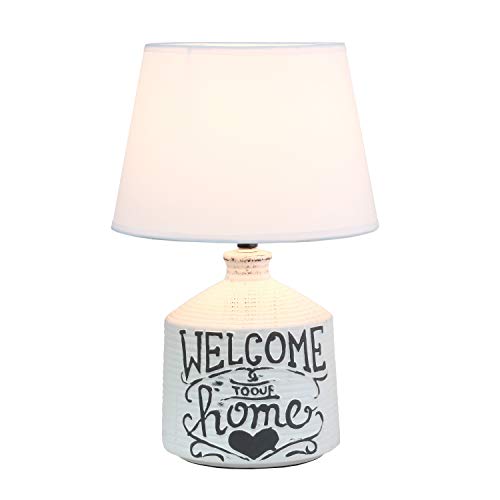 Simple Designs LT1066-HME Welcome Home Rustic Ceramic Farmhouse Foyer Entryway Accent Table Lamp thumb #2