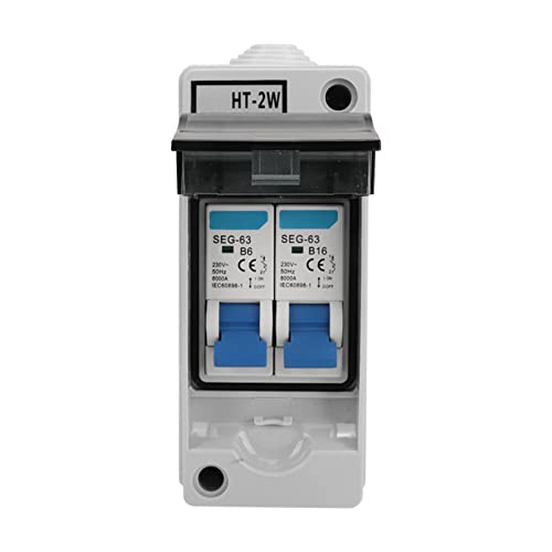 230V 6A 16A 2P MCB Leitungsschutzschalter mit Wasserdichtem Stromverteilerkasten DC-Trennschalter Leistungsschalter für Innen und Außenbereich