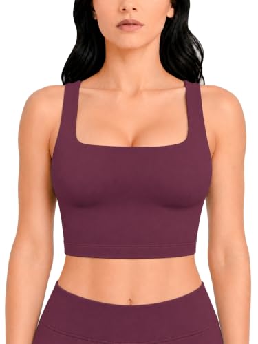 Image of Sunzel Square Neck Longline Sports Bra, Built-in Bra Crop Tank Top