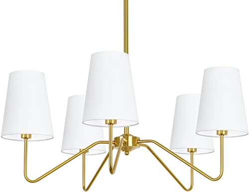 Plafonnier doré design pour salon et chambre chic suspension réglable 5 douilles E14 76cm