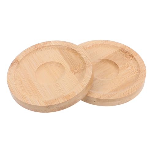 LABRIMP 2個竹製ドリンクコースター 無地木目調 非滑止め表面 再利用可能 テーブル保護マット ウイスキーグラス ワイングラス ビールマグ用 家用 バー用