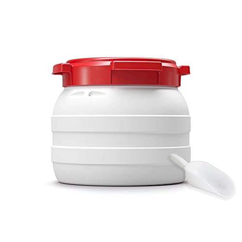 DIE BOX FABRIK Futtertonne für Tierfutter mit Deckel & Schaufel | Große Öffnung | Tierfutterbehälter | Futtercontainer | Futterbox | HDPE | Top-Qualität (10 Liter)