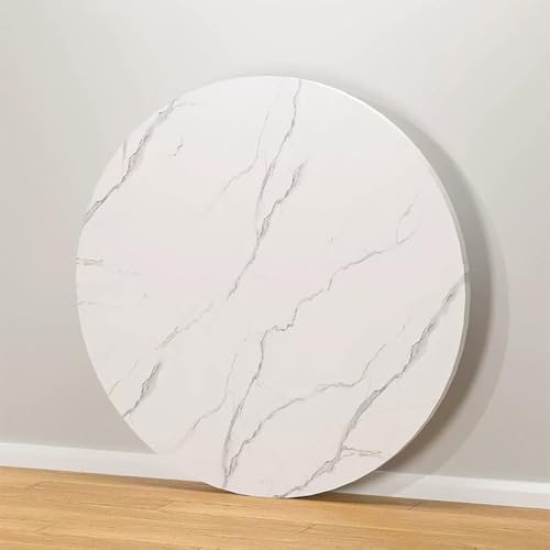 Tischplatte aus Holz, Rund Ersatztischplatte 50cm-110cm Ersatzteil für Esstisch Schreibtischplatte, Schwerlast Holzplatte für Couchtisch Garten Tische(White Marble,40cm/16)