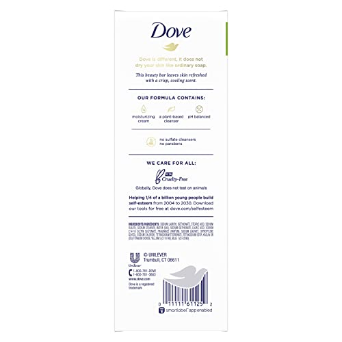 Dove Skin Care Beauty Bar For Softer Skin Cucumber And Green Tea More Moisturizing Than Bar Soap 3.75 Oz, 8 Bars #TOP1