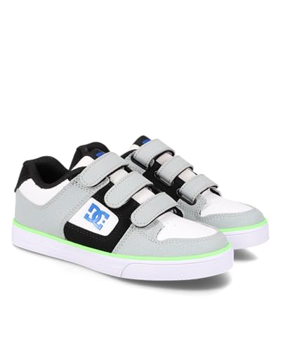 DC Shoes Pure V Skate Shoe, Grey/Black/Blue/Green, 7 US Unisex Big Kid