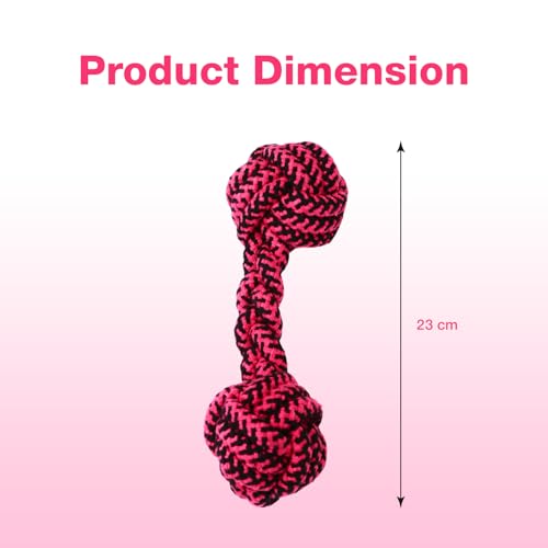 Image of Knotted Dumbbell Rope for Dogs and Pets |Durable Chew Cotton Knotted Dumbbell Shape Tug Rope Toy |Chewing and Teething for Dogs and Puppies Woven Rope Dog Toy, 23 cm (Red)