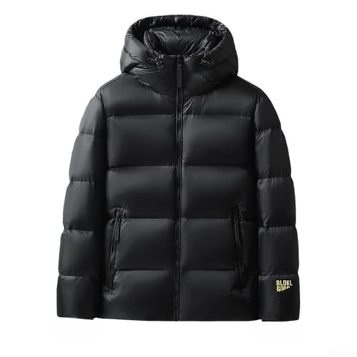 Chaqueta corta de plumón para hombre con capucha exterior impermeable y retención térmica para capas de invierno (L negro)
