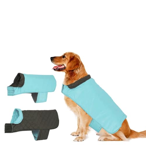 Image of Sage Square Double-Sided Quilted Dog Jacket - Weather-Resistant, Lightweight, Waterproof, Designed for Comfort & Warmth, Adjustable Fit, for Indoors or Outdoors (Small - 10 Inches, Sky Blue)