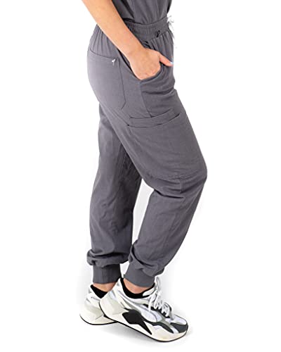 Image of Mim Jogger Scrub Pants for Women, Skinny Leg Joggers, Burgundy, Black, Navy Blue, Green