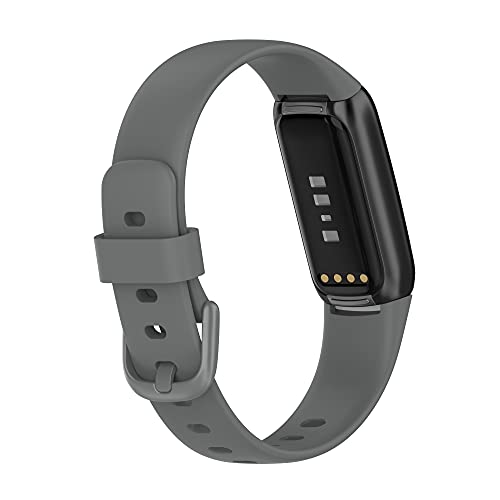 BoLuo 2 Pack Watch Strap for Fitbit Luxe Band, Soft Sport Silicone Watch Band Wrist Strap,Replacement Bracelet Wristband Wrist Strap Loop for Fitbit Luxe Watch Accessories (grey blue, large) - Image 2