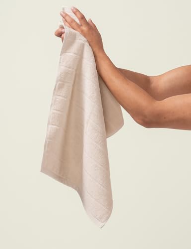 Image of DAMENSCH 100% Cotton Hand Towel, Super Soft Gym Towel for Men Workout, Ultra Absorbent Kitchen Towels Cotton, Quick Dry, Long Lasting Colours Hand Towel Set-Serenen Biege