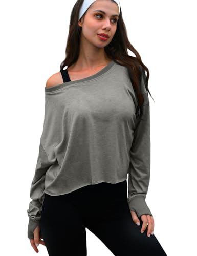 Image of UNIANKIYA Open Back Workout Tops for Women Long Sleeve Cropped Athletic Clothes Gym Running Yoga Low Impact Sports T Shirts